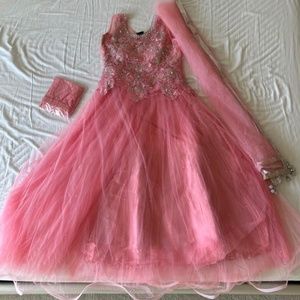 Brand new light pink net anarkali/salwar dress